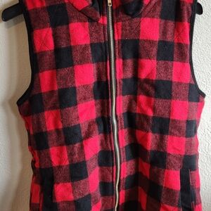 Red and Black Plaid Vest